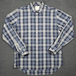 Billy Reid Standard Cut Button Up Shirt Men Medium Plaid Long Sleeve Spread Coll